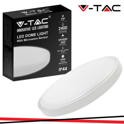 24W LED DOME LIGHT ROTONDO MICROWAVE SENSOR CORNICE BIANCA 6500K IP44