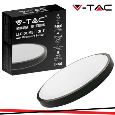 24W LED DOME LIGHT ROTONDO MICROWAVE SENSOR CORNICE NERA 4000K IP44