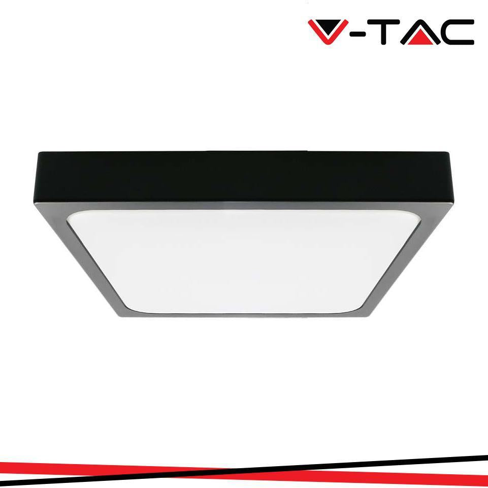18W LED PLAFONIERA QUADRATA MICROWAVE SENSORE CORPO NERO 4000K IP44