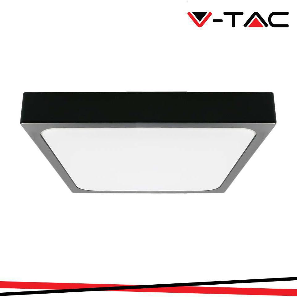 18W LED PLAFONIERA QUADRATA MICROWAVE SENSORE CORPO NERO 4000K IP44