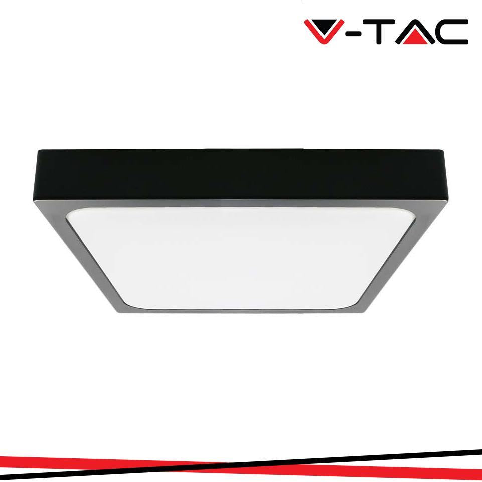 24W LED PLAFONIERA QUADRATA MICROWAVE SENSORE CORPO NERO 4000K IP44
