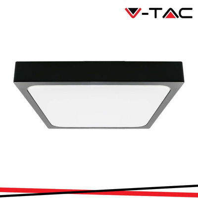 24W LED PLAFONIERA QUADRATA MICROWAVE SENSORE CORPO NERO 4000K IP44