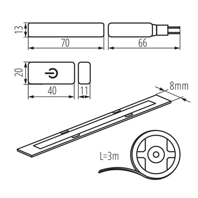 KIT LED COB SET 3M DIM-WW - KANLUX