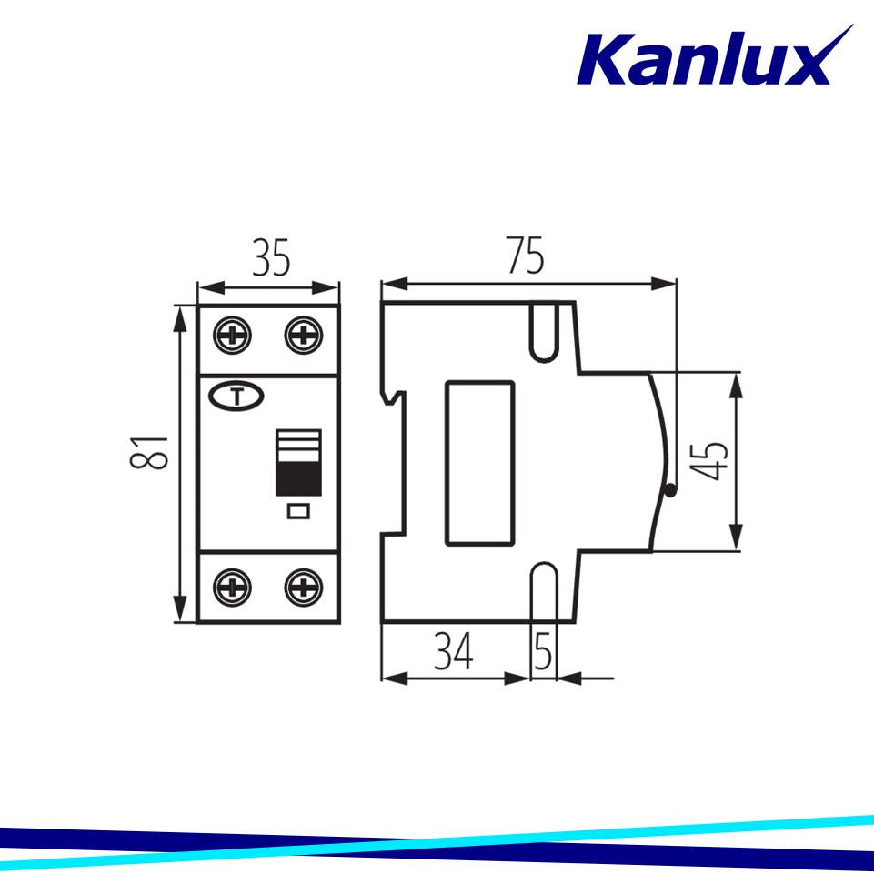 INTERRUTTORE MAGNETOTERMICODIFFERENZIALE 6KA 2P KRO6-2/C25/30-A - KANLUX