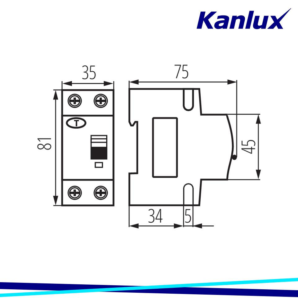 INTERRUTTORE MAGNETOTERMICODIFFERENZIALE 6KA 2P KRO6-2/C25/30 - KANLUX