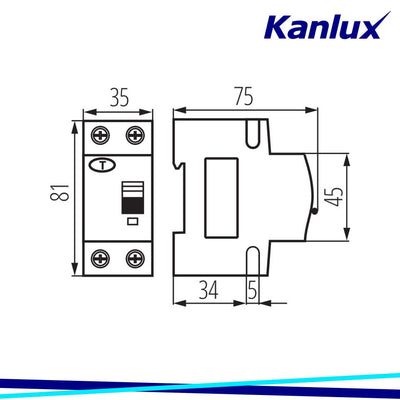 INTERRUTTORE MAGNETOTERMICODIFFERENZIALE 6KA 2P KRO6-2/C25/30 - KANLUX