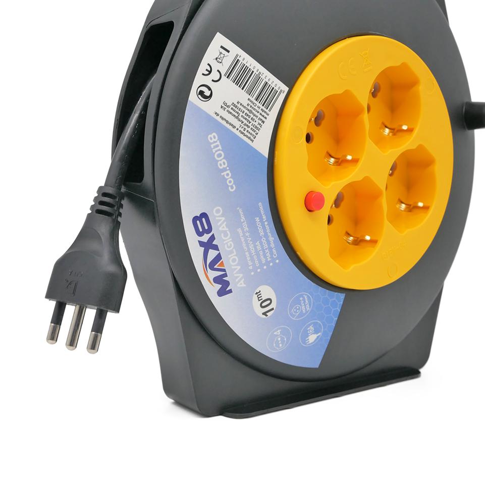 AVVOLGICAVO 4 PRESE UNIV. 10MT SPINA 16A CAVO 3X1MM