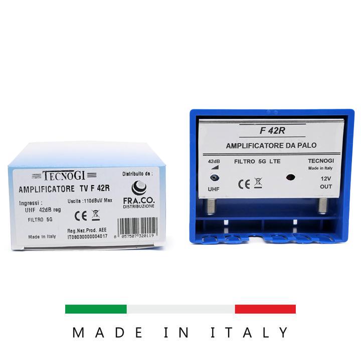 AMPLIFICATORE DA PALO UHF 42DB REG FILTRO 5G+4G