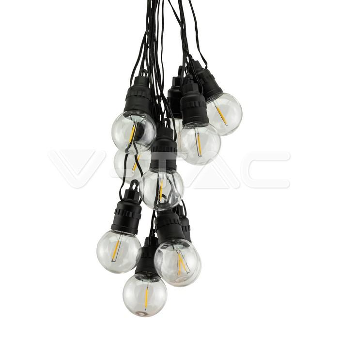 CATENARIA 12M CON 10 LAMPADINE LED 0.5W CON PANNELLO SOLARE E TELECOMANDO 3000K IP44