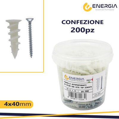 TASS. NYLON X CARTONGESSO + VITI 4X40 PZ.200