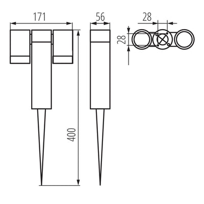 LAMPADA DA GIARDINO CON SORGENTE DI LUCE CAMBIABILE USTI SP 2X7 GR - KANLUX