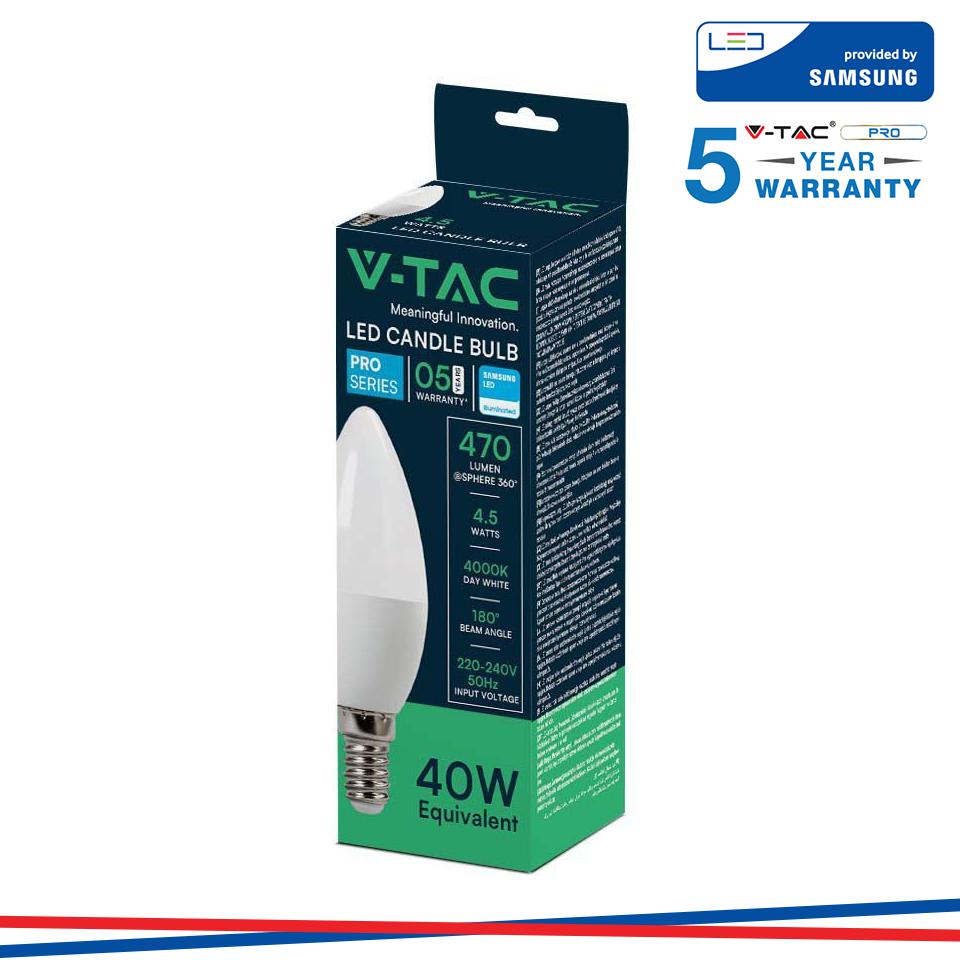 LED LAMPADINA SAMSUNG CHIP 4.5W E14 PLASTICA CANDELA 4000K