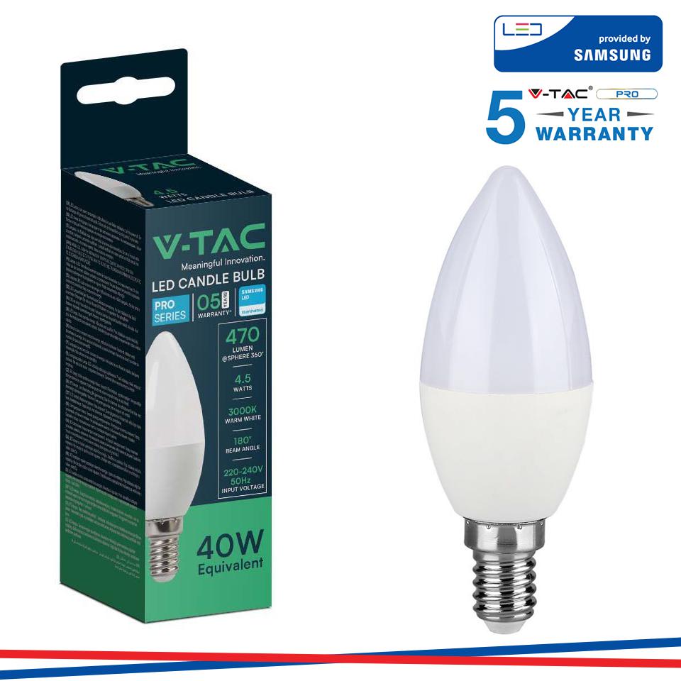 LED LAMPADINA SAMSUNG CHIP 4.5W E14 PLASTICA CANDELA 3000K