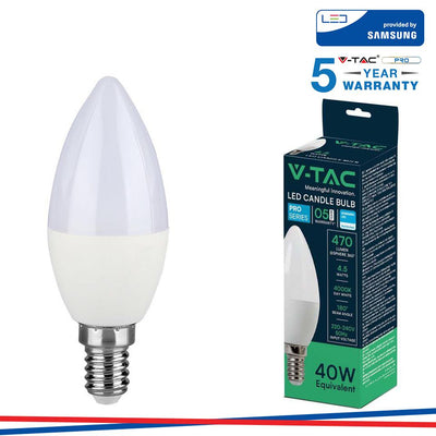 LED LAMPADINA SAMSUNG CHIP 4.5W E14 PLASTICA CANDELA 6500K