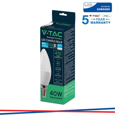 LED LAMPADINA SAMSUNG CHIP 4.5W E14 PLASTICA CANDELA 6500K