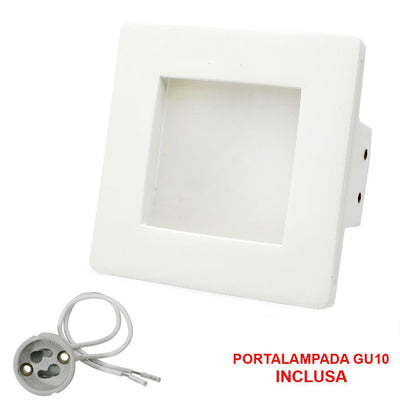PORTAFARETTO INCASSO IN GESSO QUADRATO C/VETRO GU10 INCLUSA