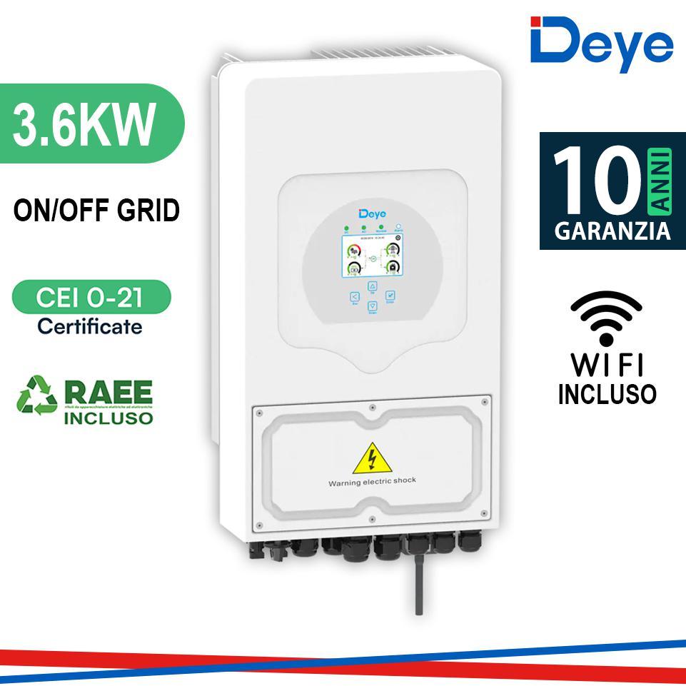 INVERTER DEYE 3.6KW IBRIDO MONO CEI-021 INCLUSI TA E WIFI