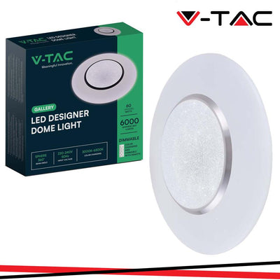 V-TAC PLAFONIERA LED ROTONDA 60W CON TELECOMANDO CAMBIA COLORE 3 IN 1 EFFETTO STELLATO D: 500MM H: 85MM DIMMERABILE