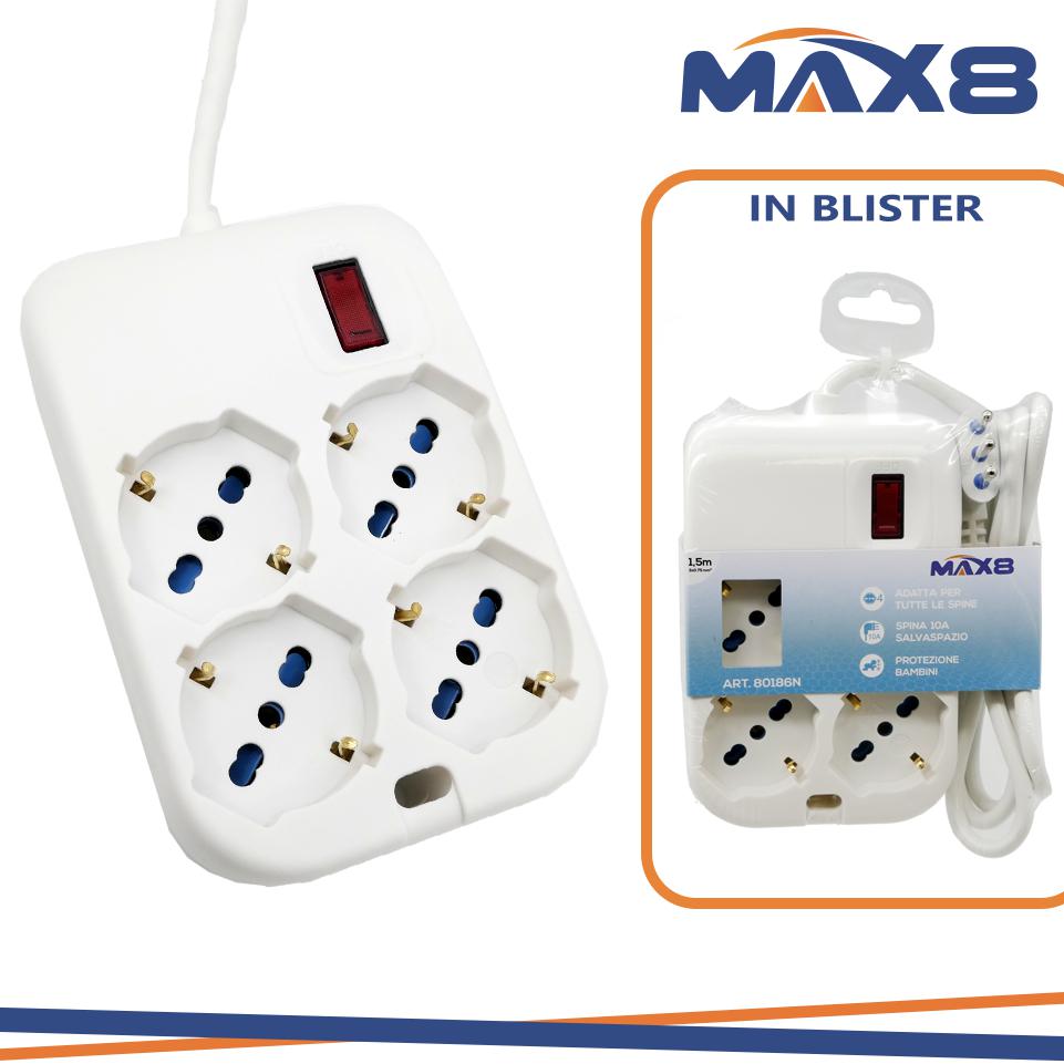 MULTIPRESA QUADR. 4 USCITE    UNIVERSALI SP 10A CAVO 1,5M