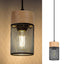 CALLUM, INDOOR PENDANT LAMP, METAL/WOOD LAMP WITH BLACK META