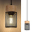 CALLUM, INDOOR PENDANT LAMP, METAL/WOOD LAMP WITH BLACK META