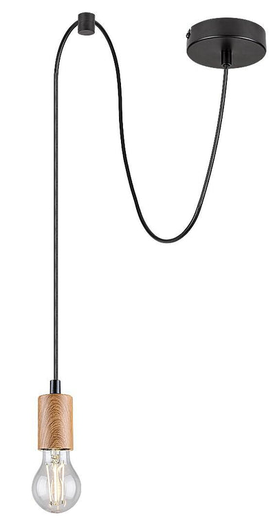 DOLLIEN, INDOOR PENDANT LAMP, MATTE BLACK+BEECH METAL LAMP,