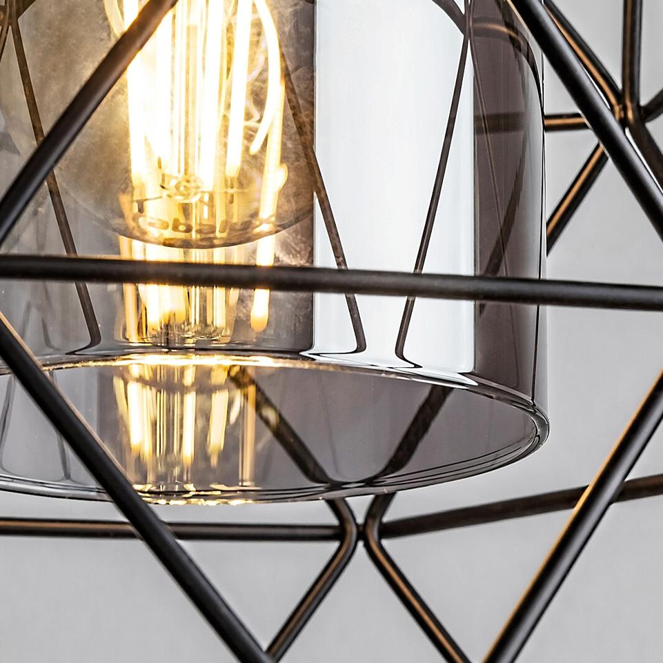 EMRYS, INDOOR PENDANT LAMP, MATTE BLACK METAL LAMP WITH TINT