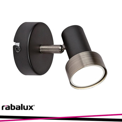 KONRAD, INDOOR WALL LAMP, MATTE BLACK METAL LAMP WITH SILVER