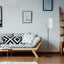 IZANDER, INDOOR FLOOR LAMP, BLACK METAL LAMP WITH WHITE PLAS
