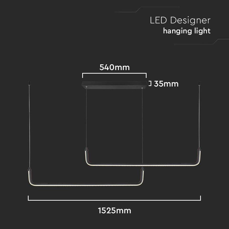 24W LED LAMPADARIO DI DESIGN A SOSPENSINE NERO 4000K