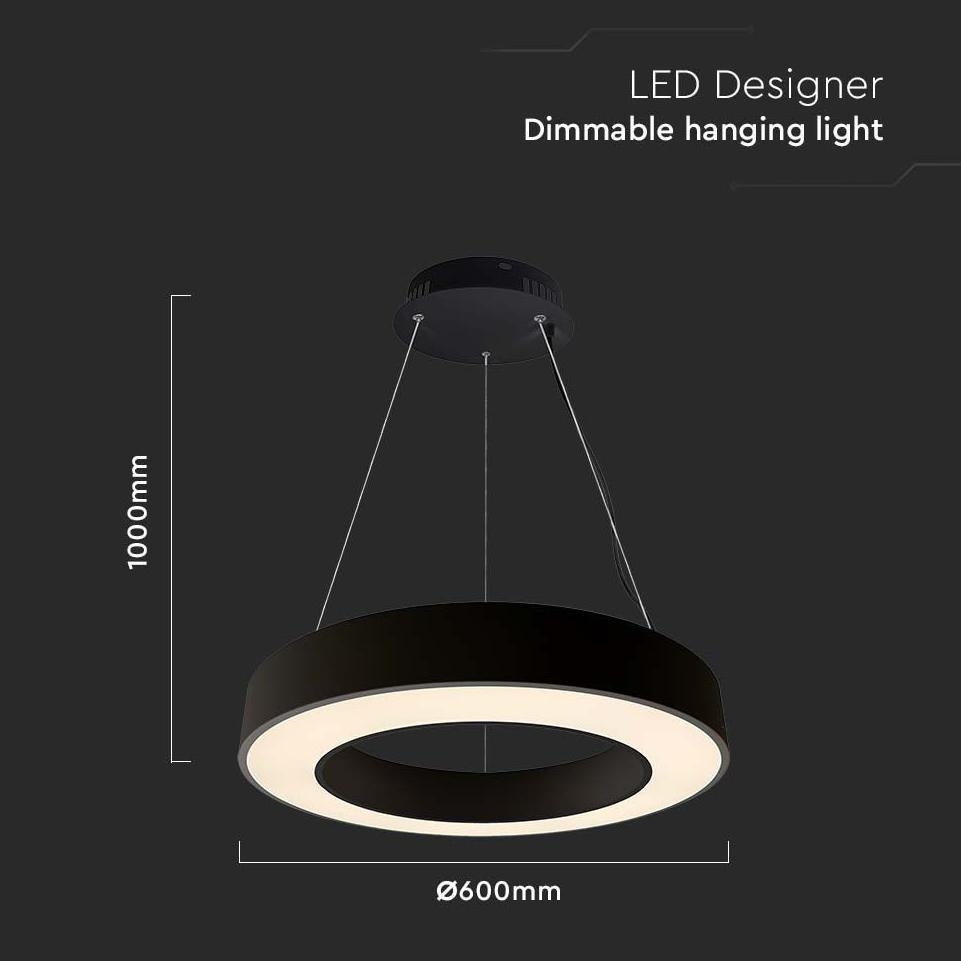50W LED LAMPADARIO DI DESIGN A SOSPENSINE TRIAC DIMMERABILE 4000K NERO