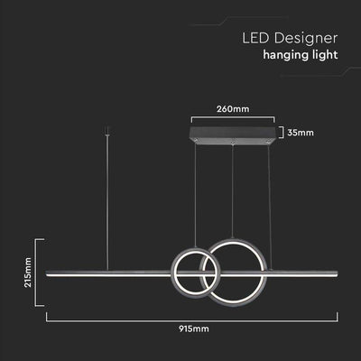 17W LED LAMPADARIO DI DESIGN A SOSPENSINE 3 IN 1 NERO