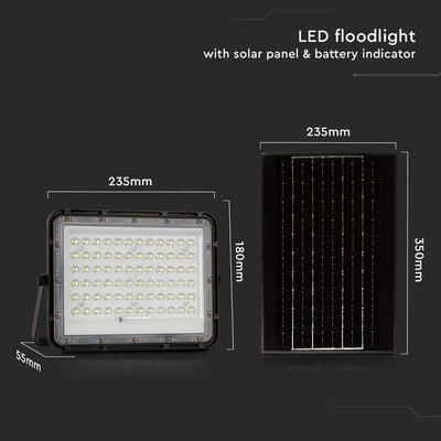 15W LED PROIETTORE SOLARE 6400K BATTERIA SOSTITUIBILE 3M CAVO CORPO NERO