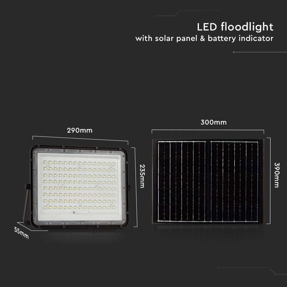 20W LED PROIETTORE SOLARE 6400K BATTERIA SOSTITUIBILE 3M CAVO CORPO NERO