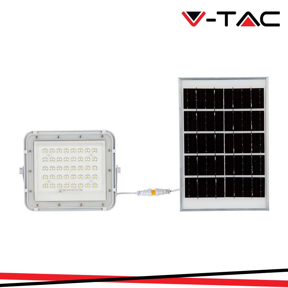 6W LED PROIETTORE SOLARE 4000K BATTERIA SOSTITUIBILE 3M CAVO CORPO BIANCO