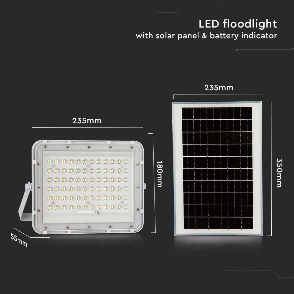 15W LED PROIETTORE SOLARE 6400K BATTERIA SOSTITUIBILE 3M CAVO CORPO BIANCO