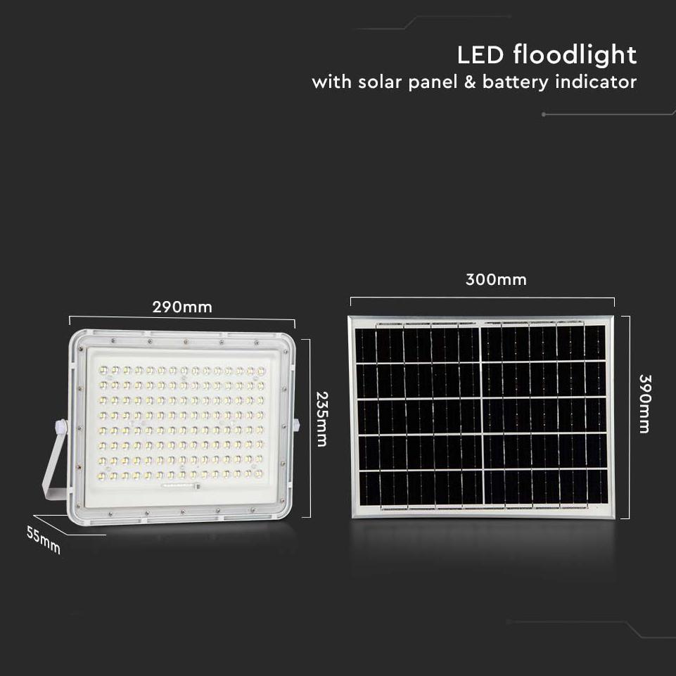 20W LED PROIETTORE SOLARE 6400K BATTERIA SOSTITUIBILE 3M CAVO CORPO BIANCO