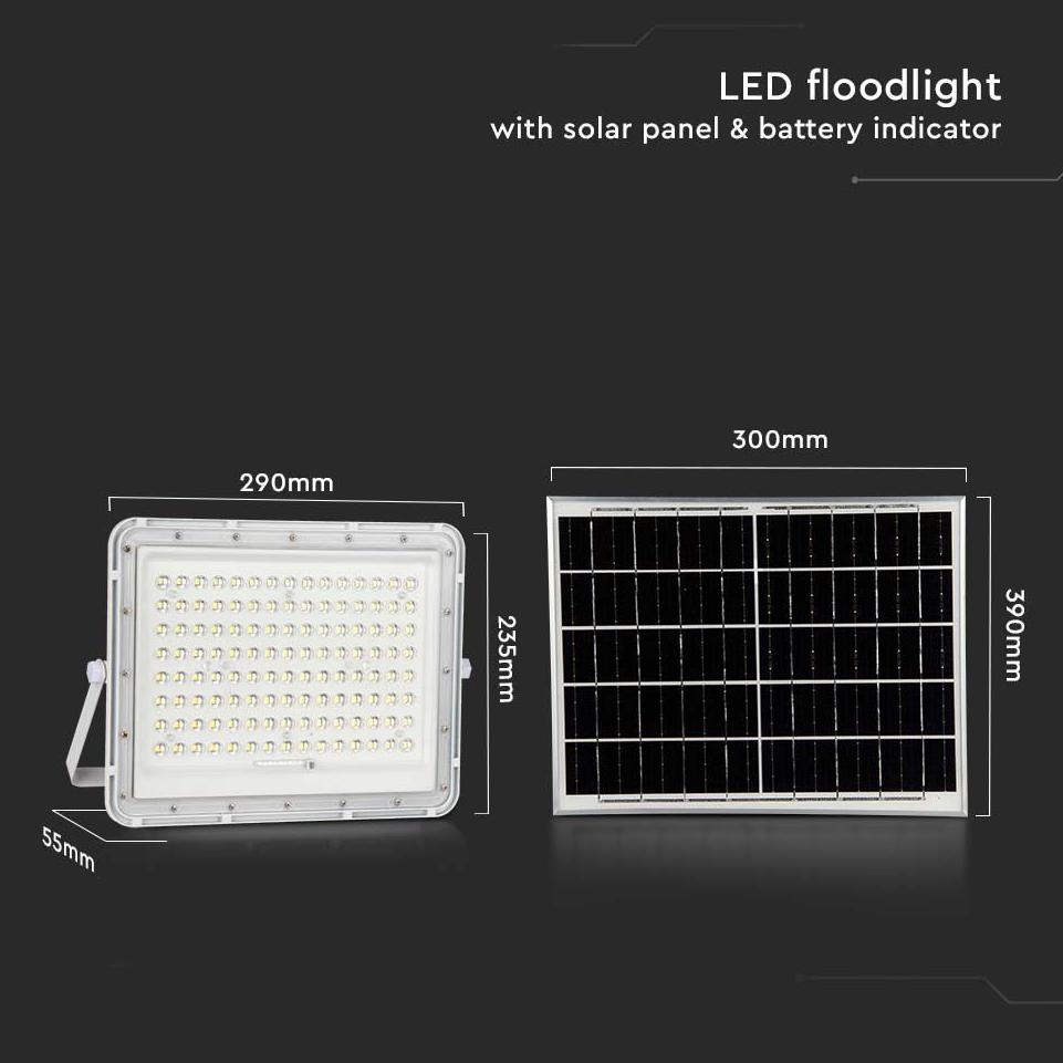 20W LED PROIETTORE SOLARE 4000K BATTERIA SOSTITUIBILE 3M CAVO CORPO BIANCO