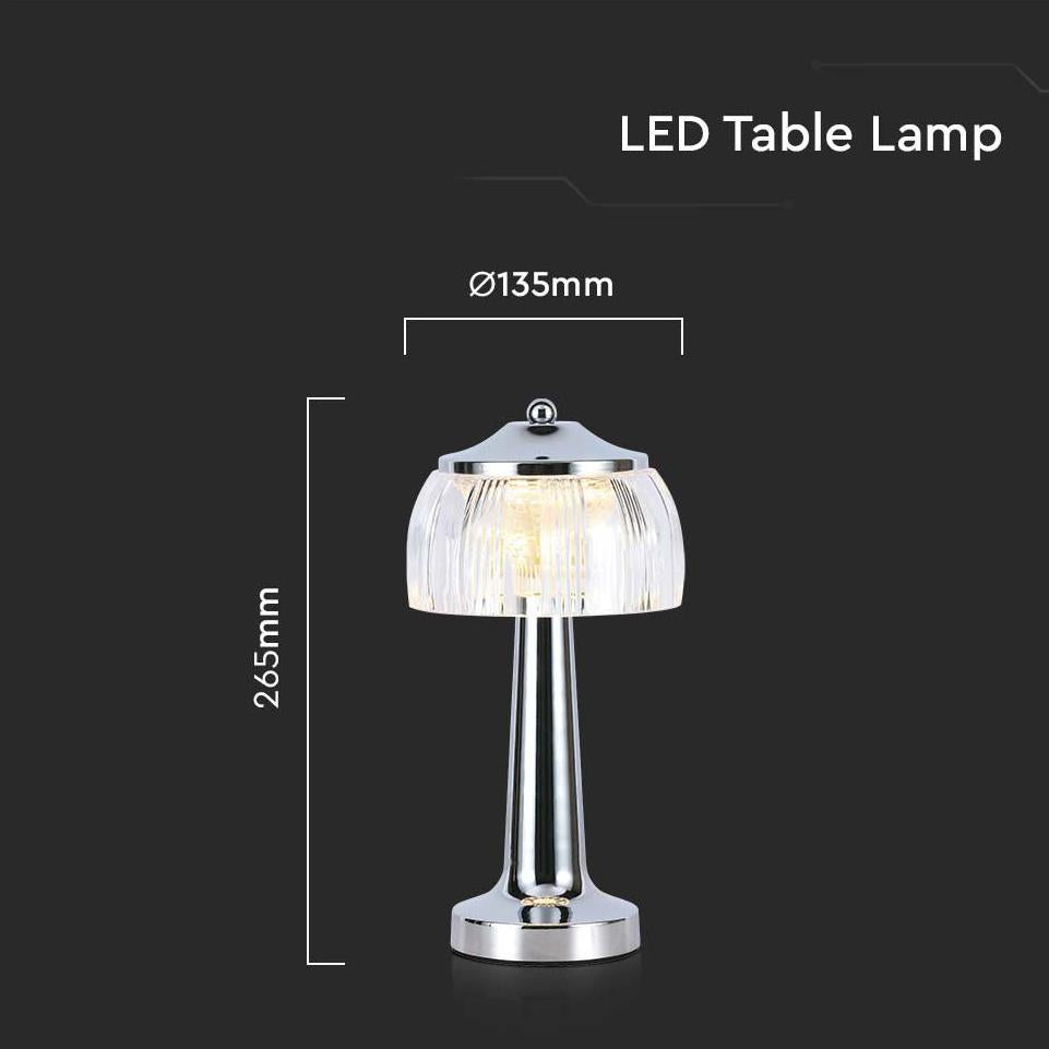 LED LAMPADA LED DA TAVOLO 1800MAH A BATTERIAD:13.5*26.5 COLORE CROMO 3IN1