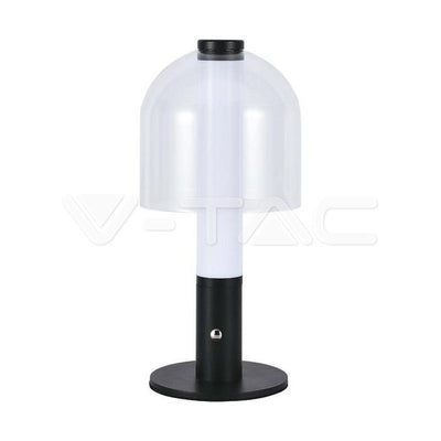 LED LAMPADA DA TAVOLO RICARICABILE 1800MAH  140 X 300 3 IN 1 NERA, VETRO TRASPARENTE