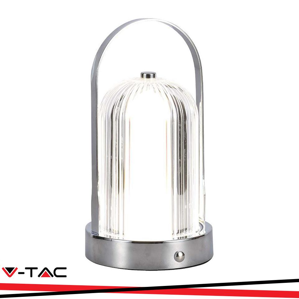LED LAMPADA LED DA TAVOLO 1800MAH A BATTERIA D:120*190C COLORE CROMO 3IN1