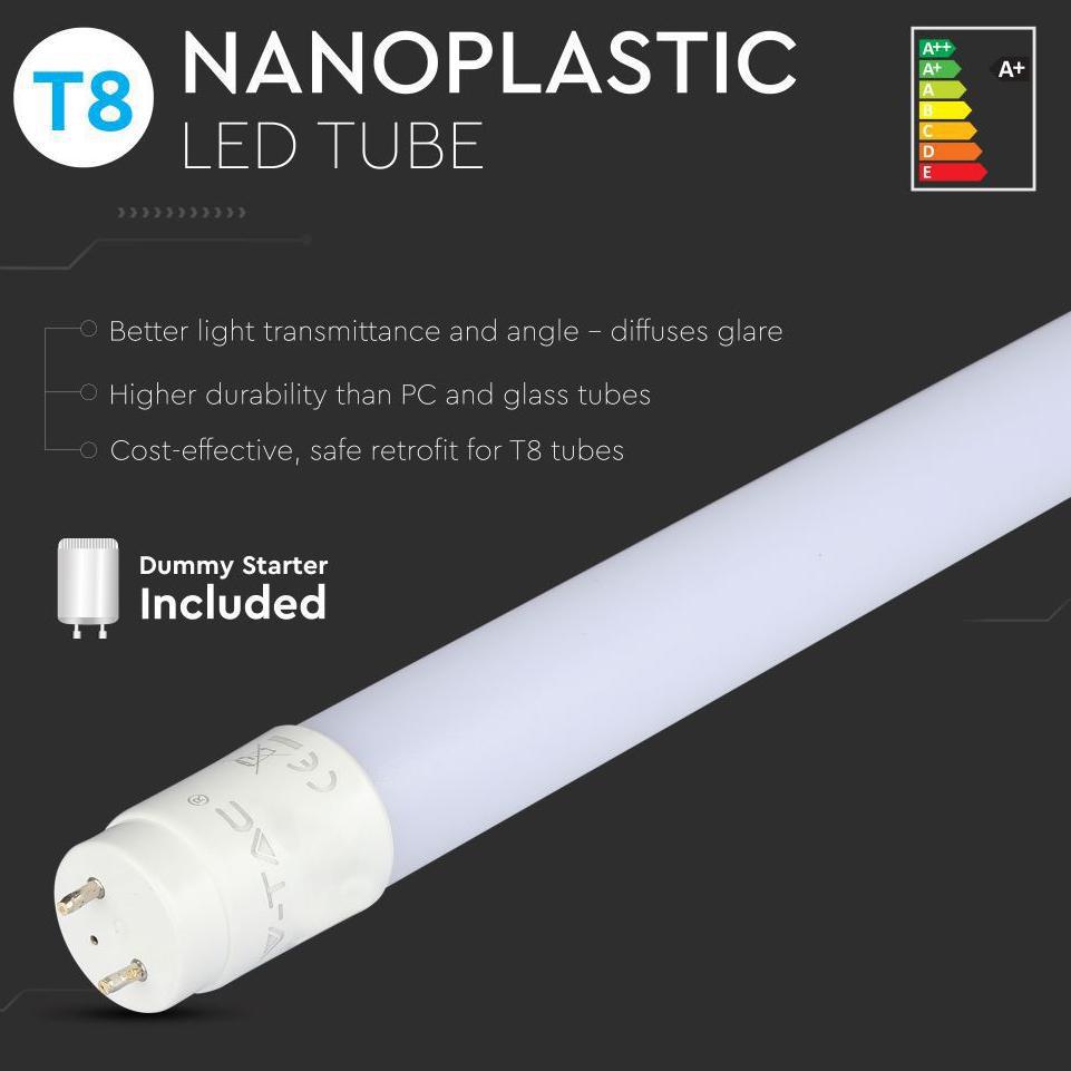 LED TUBO T8 18W 120 CM NANO PLASTICA NON ROTATION 3000K