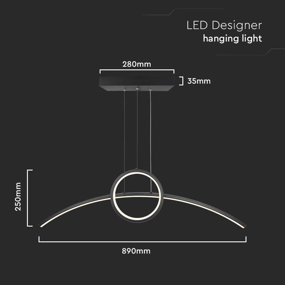 36W LED LAMPADARIO DI DESIGN A SOSPENSINE NERO 4000K