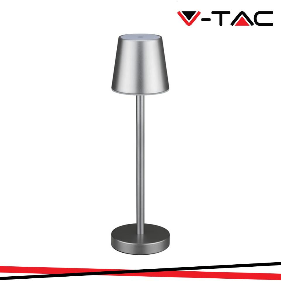 3W LED LAMPADA DA TAVOLO RICARICABILE TOUCH DIMMERABILE CORPO GRIGIO 3000K