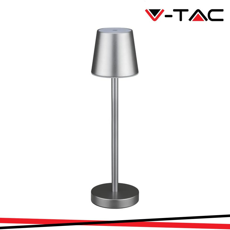 3W LED LAMPADA DA TAVOLO RICARICABILE TOUCH DIMMERABILE CORPO GRIGIO 3000K