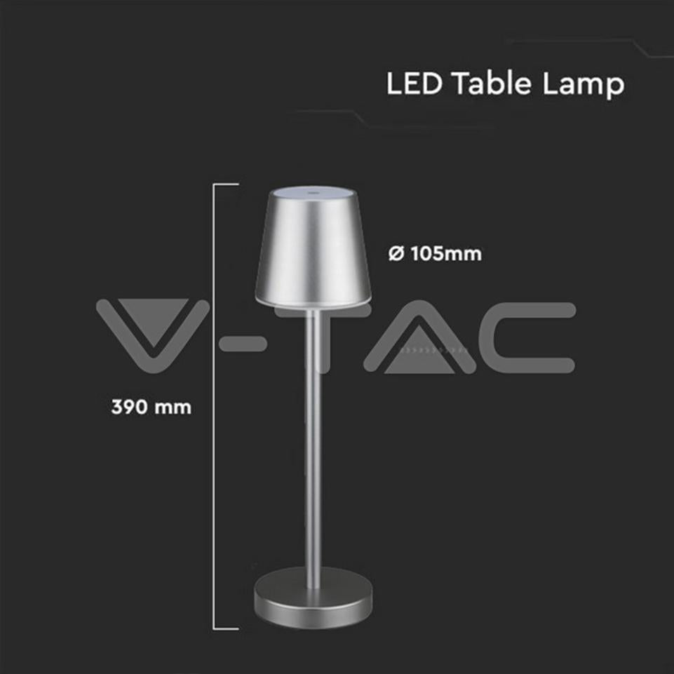 3W LED LAMPADA DA TAVOLO RICARICABILE TOUCH DIMMERABILE CORPO GRIGIO 3000K