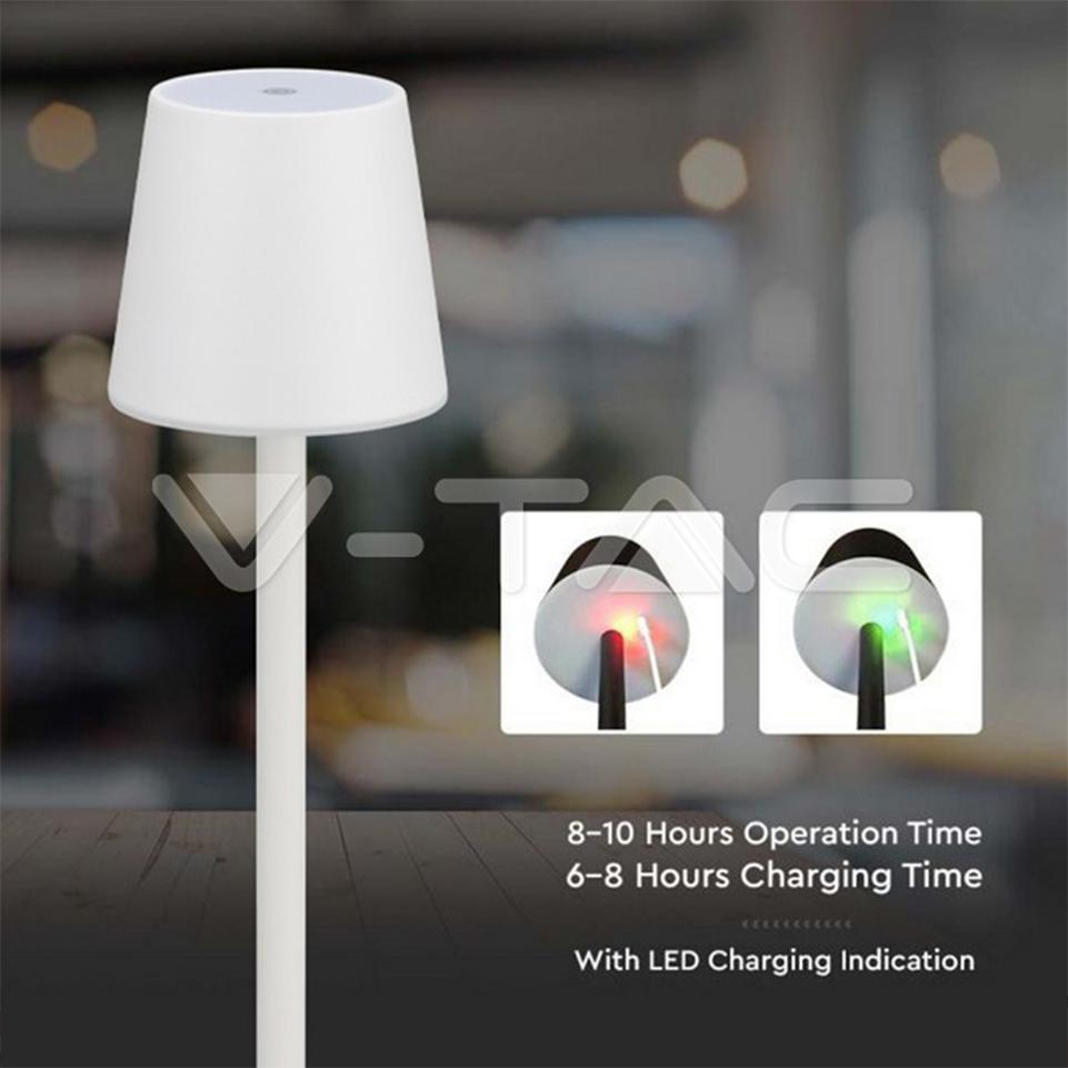 3W LED LAMPADA DA TAVOLO RICARICABILE TOUCH DIMMERABILE CORPO BIANCO 4000K