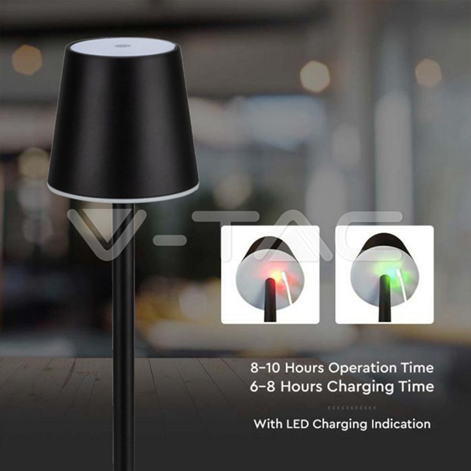3W LED LAMPADA DA TAVOLO RICARICABILE TOUCH DIMMERABILE CORPO NERO 4000K