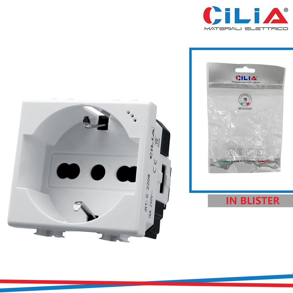 PRESA SCHUKO 2P+T MTX BIANCO CILIA
