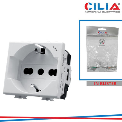 PRESA SCHUKO 2P+T MTX BIANCO CILIA